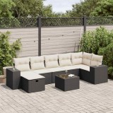 vidaXL Set mobilier de grădină cu perne, 8 piese, negru, poliratan 3325712