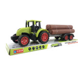 Tractor cu lemne si frictiune, realizat din plastic pentru copii, 28 x 7,5 x 7 cm, scara 1:36