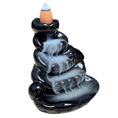 Fantana fum backflow floare, suport ardere conuri, fantana de camera ceramica negru foto