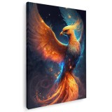 Tablou pasarea Phoenix albastru portocaliu 1687 Tablou canvas pe panza CU RAMA 80x120 cm