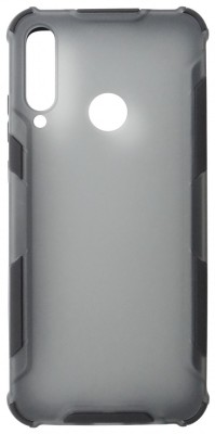 Husa tip capac spate Atlas antisoc plastic gri semitransparent + silicon negru pentru Huawei Y6P 2020 foto