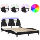 Cadru de pat Viana cu LED fara saltea negru/alb 140x190 cm