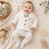 Set complet Minicayzen cu papion, ivoire (Marime Disponibila: 3-6 luni)