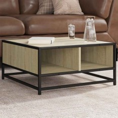 vidaXL Măsuță cafea stejar sonoma 60,5x60,5x30 cm lemn prelucrat/metal 848765