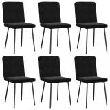Set 6 Scaune Sufragerie Gossi, Catifea Neagra, 45x54x83 cm, Cadru Metal/Lemn, Confortabile, Rezistente, Living/Bucatarie
