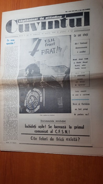 ziarul cuvantul 14 martie 1990 ziarul cuvantul 14 martie 1990