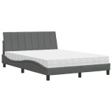 Cumpara ieftin Pat cu saltea, Hanko, gri inchis, 140x200 cm, textil