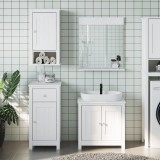Set mobilier baie, 3 piese, &bdquo;BERG&rdquo;, alb, lemn masiv de pin