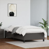 VidaXL Cadru de pat, gri, 90x200 cm, piele ecologică