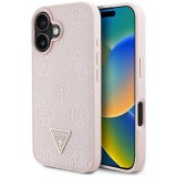 Husa iPhone 16 Guess Peony Grained Hot Stamp Triangle MagSafe, roz, GUHMP16SPGBTMP