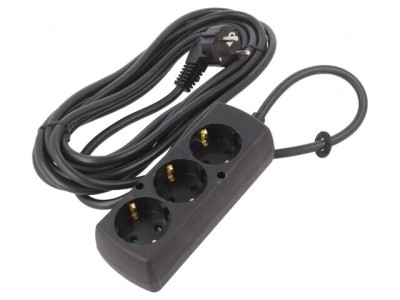Prelungitor Schuko 3 Prize Negru 3x1,5mm2 foto