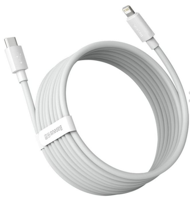 CABLU alimentare si date Baseus Simple Wisdom,Fast Charging Data Cable pt.smartphone,USB Type-C la Lighting PD 20W (2buc/set),1.5m, alb &quot;TZCATLZJ-02&quot;
