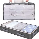 Set 2 Pungi Depozitare Sub Pat NYTRO, 100x50x15cm, 75L, Poliester si PVC, Impermeabile, Pliabile, Protectie Praf/Umiditate