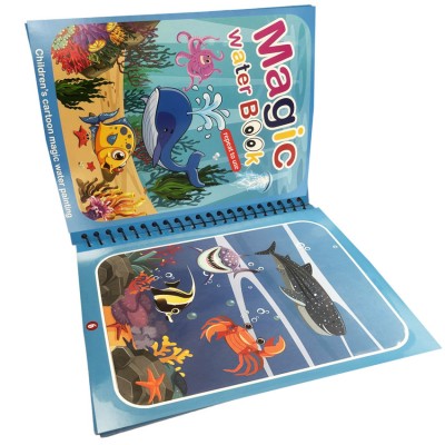 Carte de colorat cu apa tip Magic Book in limba engreza, Linomag&amp;reg;, Universul subacvatic, Reutilizabila, Pentru fete si baieti de peste 3 ani foto