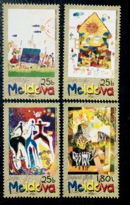 Moldova 2001 pictura arta pentru copii serie 4v. Nestampilata foto