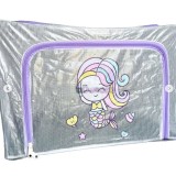 Cutie de Depozitare, pentru Camera Copiilor, 100L, din PVC, Model Sirena, 60 x 42 x 40 cm, Transparent