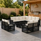 Cumpara ieftin Set de canapele pentru gradina 12 buc. Negru si Alb crem