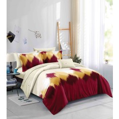 Lenjerie de pat pentru o persoana cu husa de perna patrata, Aogan, bumbac mercerizat, multicolor