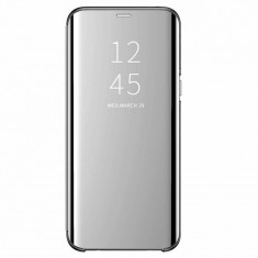 Husa Flip Cover Clear View, Samsung Galaxy A50, Argintiu foto