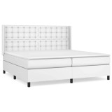 Cumpara ieftin Pat box spring cu saltea, alb, 200x200 cm, piele ecologica
