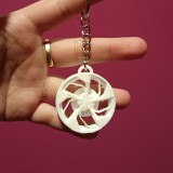 Breloc janta 5 spite alb cu agatatoare metalica , personalizabil