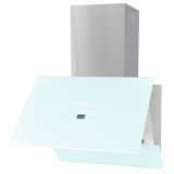 Hota Bucatarie vidaXL Sticla Securizata, 60cm, 720 m&sup3;/h, Alb + Filtru Carbon &amp; Teava Aerisire, 3 Viteze, Iluminare LED, Panou Touch