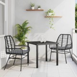 vidaXL Set de masă pentru grădină 3 pcs Negru poliratan 3380855