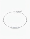 Cumpara ieftin Bratara din Argint 925 cu Zirconii Bagheta in Stil Minimalist, 17+3 cm, 1.76g