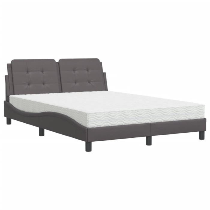 Cadru de pat fara saltea, Zadar, gri, 140x190 cm, piele ecologica