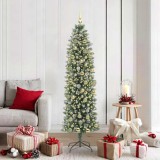 VidaXL Copac Artificial Slăb de Crăciun cu 300 LED Verde și alb 180 cm 3395297