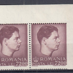 ROMANIA 1947 LP 212 REGELE MIHAI I VAL.7200 LEI NEDANTELAT VERTICAL DREAPTA MNH