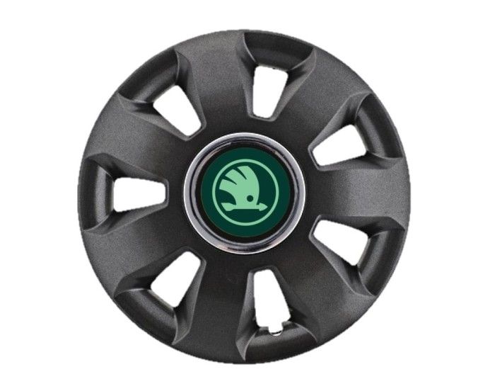 Set 4 Capace Roti Autohelix MSA&reg; potrivite jantelor de 16 inch, pentru Skoda Verde model Ares Black