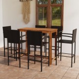 Cumpara ieftin Set mobilier bar de grădină, 7 piese, maro
