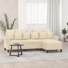 VidaXL Canapea cu 3 locuri cu taburet, crem, 180 cm, material textil 3201091