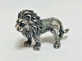 miniatură leu vintage din argint masiv, figurină italiană marcată