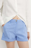 MAX&amp;Co. pantaloni scurti din in neted, high waist, 2416141025200, Max&amp;Co.