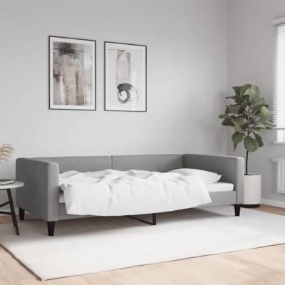 vidaXL Cadru de pat, gri deschis, 100 x 200 cm, material textil foto