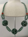 UNICAT-Colier VINTAGE OLD -pietre JAD verde lantisor bilute verzi martisor
