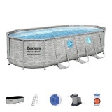 Cumpara ieftin Piscina structura metalica, ovala, cu filtru, pompa, scara, dozator, gri, 549x274x122 cm, Bestway Power Steel
