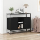 VidaXL Comodă Negru Stejar 100x35x80 cm Lemn prelucrat și Oțel