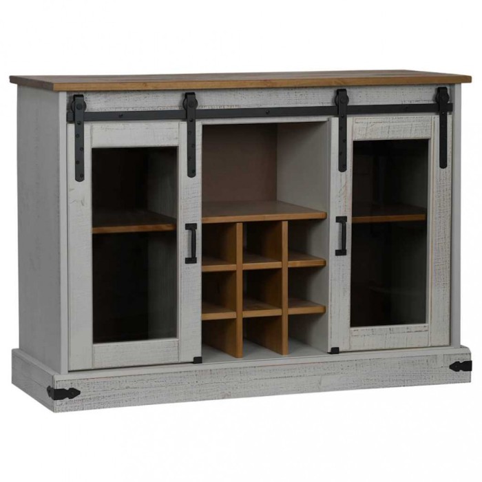 Bufeta HALDEN 2 usi glisante alb 112x40x80 cm lemn masiv