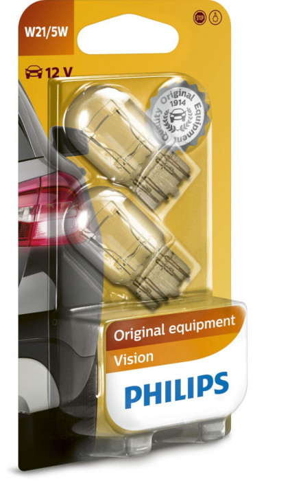 Becuri Conventionale Lampa W21/5W Philips Vision, 12V, 5/21W
