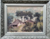 Petre ŞTEFĂNESCU PRAHOVA-Peisaj cu case, pictură veche &icirc;n ulei, Peisaje, Impresionism