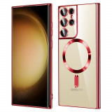 Cumpara ieftin Husa pentru Samsung Galaxy S21 Ultra 5G, Techsuit Luxury Crystal MagSafe, Red
