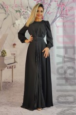 G817-1 Rochie lunga eleganta accesorizata cu dantela si margele
