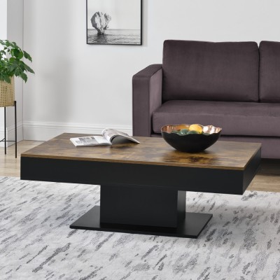 Masuta cafea Lunen cu blat mobil efect lemn/negru [en.casa] HausGarden Leisure foto