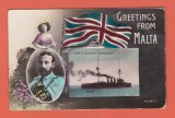 AMS - CP GREETINGS FROM MALTA, H.M.S. DUKE OF EDINBURGH
