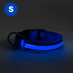 Zgardă LED - baterie - mărimea S - albastru