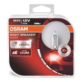 Becuri halogen Osram H11 12V 55W PGJ19-2 NIGHT BREAKER SILVER