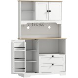 HOMCOM Bufet de Bucătărie &Icirc;nalt 162 cm, Mobilier de Depozitare cu 2 Dulapuri, 2 Sertare, Suport Condimente, Orificii pentru Cabluri, Rafturi Reglabile